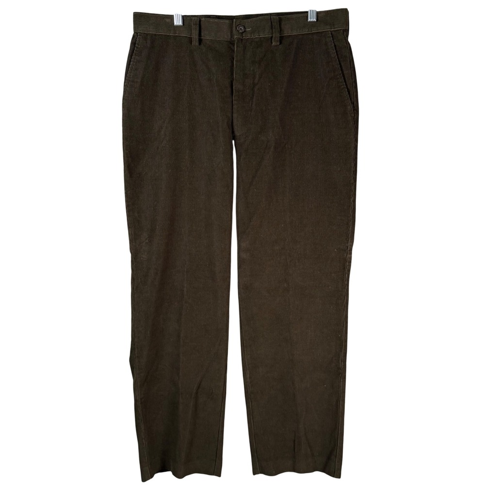 Orvis Corduroy Pants Mens 34 Green Flat Front Cotton Outdoor Classic Trousers